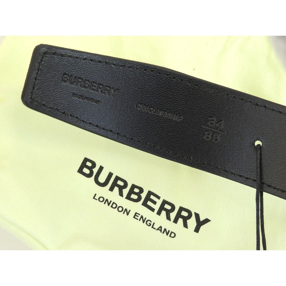 $580 BURBERRY TB 35 BEIGE CHECK BLACK LEATHER REVERSIBLE LOGO BUCKLE BELT 95 38 - Picture 10 of 13